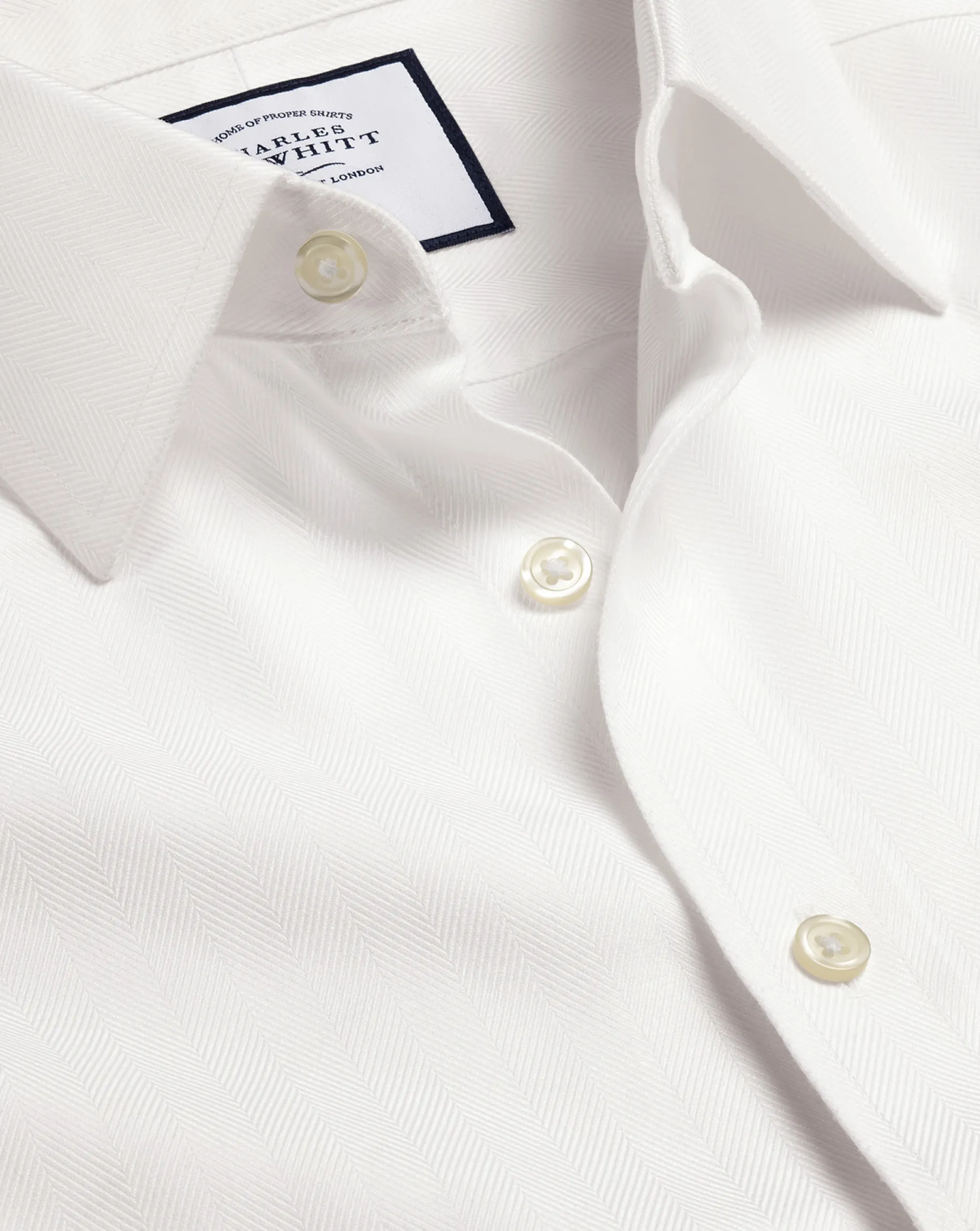 Shirt Sale|Dress Shirts<Charles Tyrwhitt Non-Iron Herringbone Shirt - Ivory White