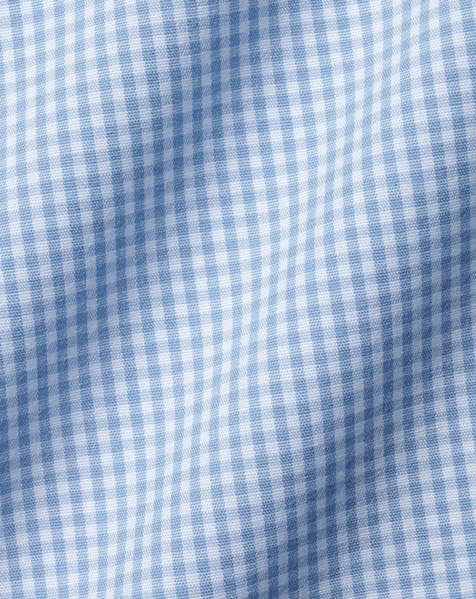 Dress Shirts|Check Shirts<Charles Tyrwhitt Non-Iron Mini Gingham Check Shirt - Cornflower Blue