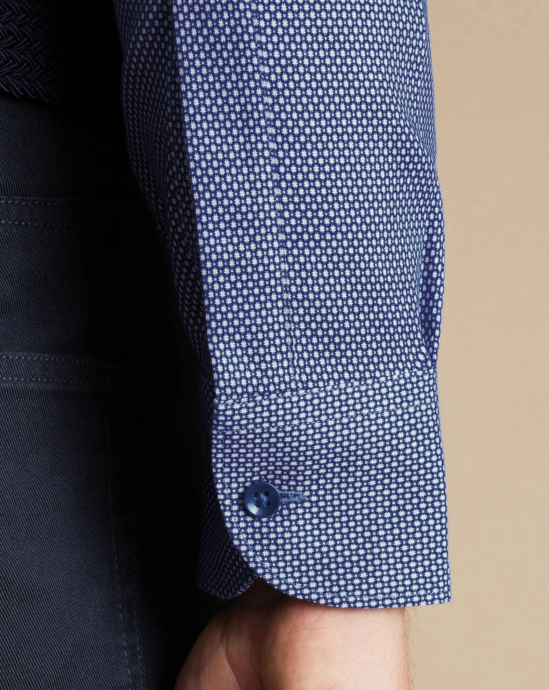 Business Casual Shirts|Dress Shirts<Charles Tyrwhitt Non-Iron Oval Stretch Texture Shirt - Blue Royal
