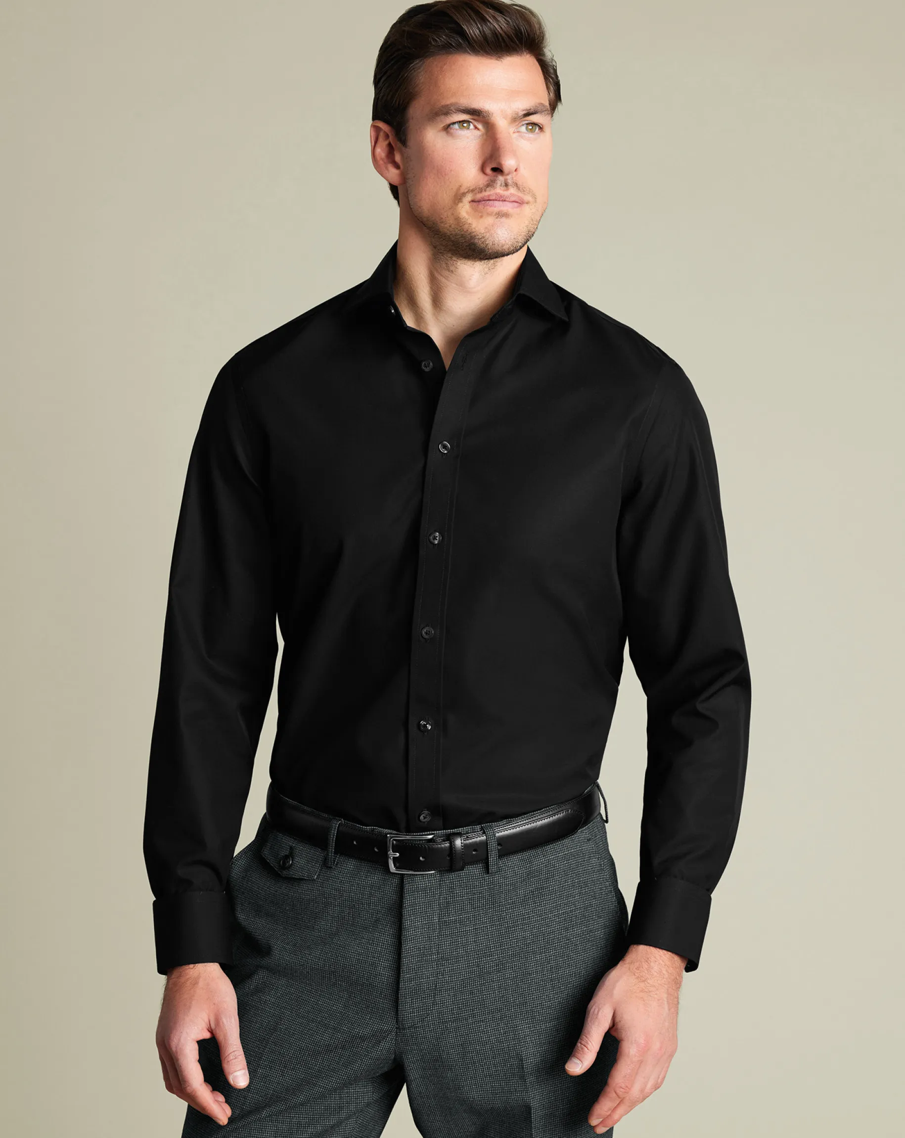 Dress Shirts|Non-Iron Shirts<Charles Tyrwhitt Non-Iron Poplin Shirt - Black