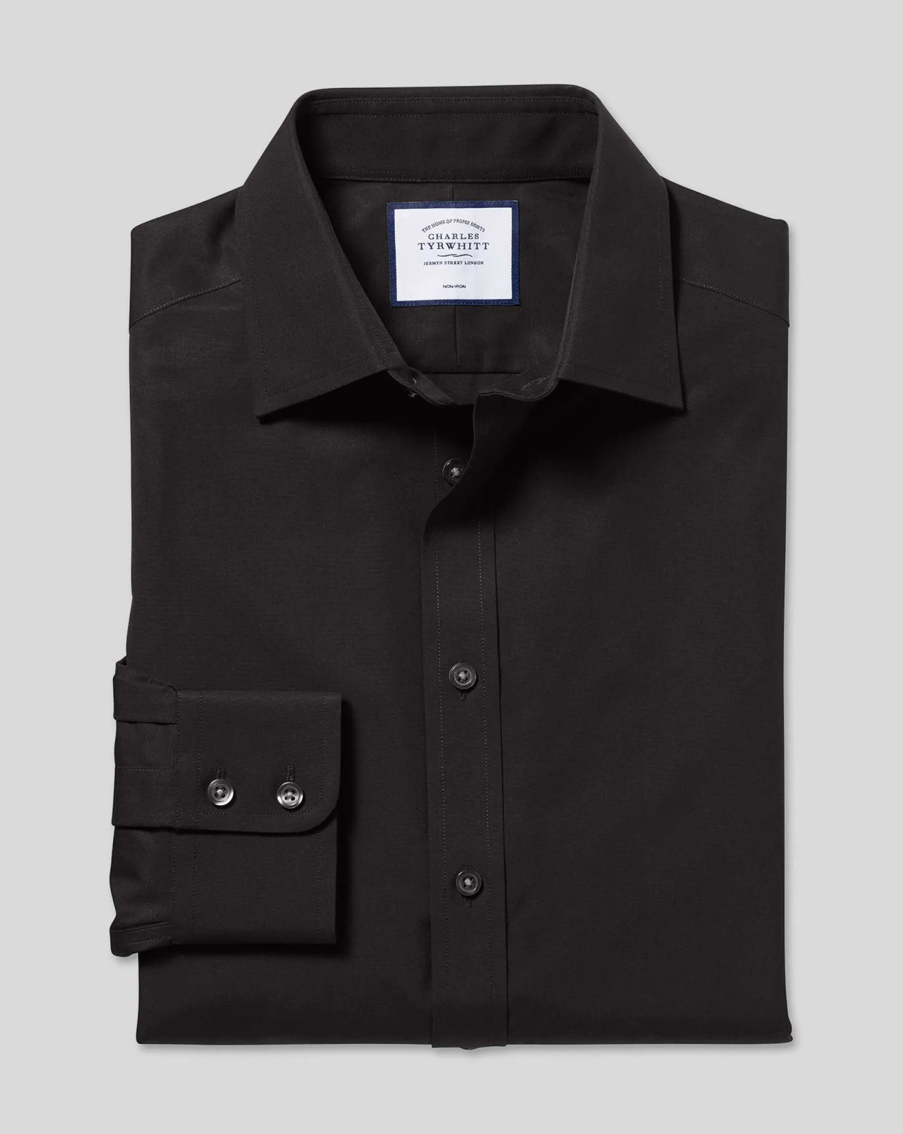 Dress Shirts|Non-Iron Shirts<Charles Tyrwhitt Non-Iron Poplin Shirt - Black