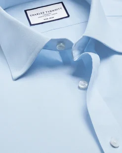 Short Sleeve Shirts|Dress Shirts<Charles Tyrwhitt Non-Iron Poplin Short-Sleeve Shirt - Blue Sky