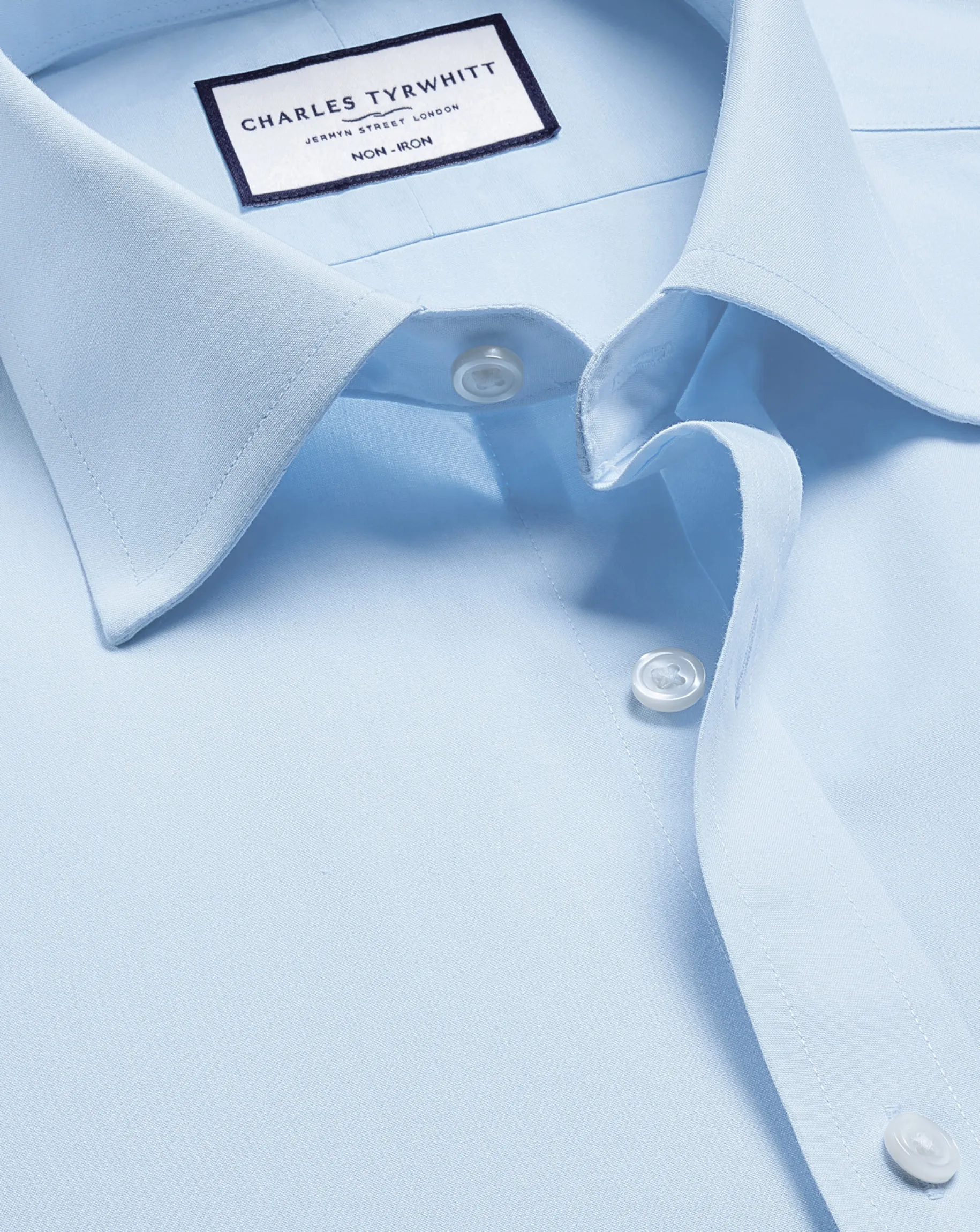 Short Sleeve Shirts|Dress Shirts<Charles Tyrwhitt Non-Iron Poplin Short-Sleeve Shirt - Blue Sky