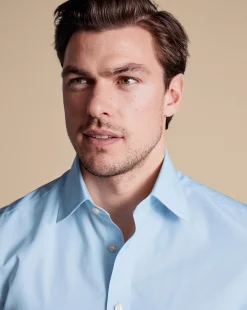 Short Sleeve Shirts|Dress Shirts<Charles Tyrwhitt Non-Iron Poplin Short-Sleeve Shirt - Blue Sky
