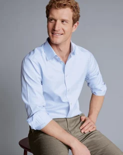 Dress Shirts|Check Shirts<Charles Tyrwhitt Non-Iron Prince of Wales Check Shirt - Cornflower Blue