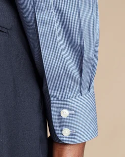 Dress Shirts|Check Shirts<Charles Tyrwhitt Non-Iron Puppytooth Shirt - Blue Royal