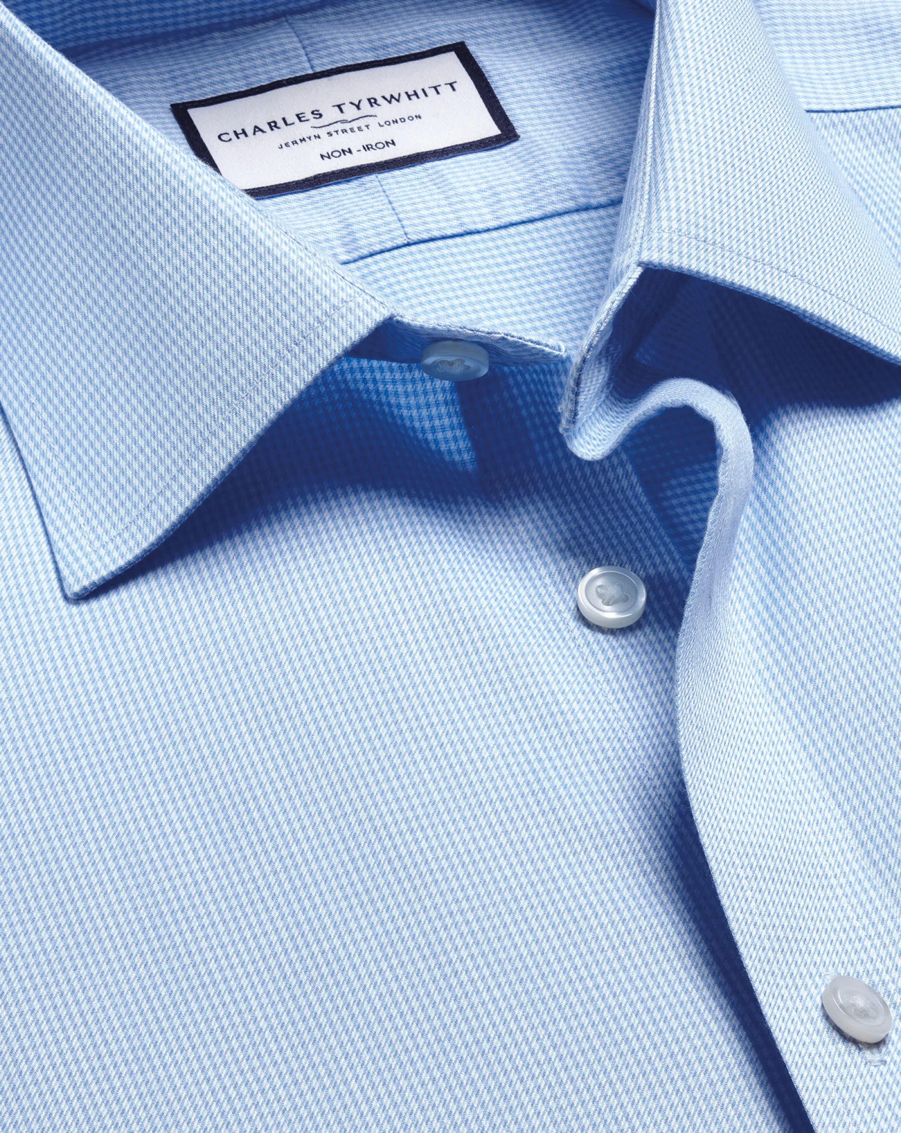 Dress Shirts|Check Shirts<Charles Tyrwhitt Non-Iron Puppytooth Shirt - Blue Sky
