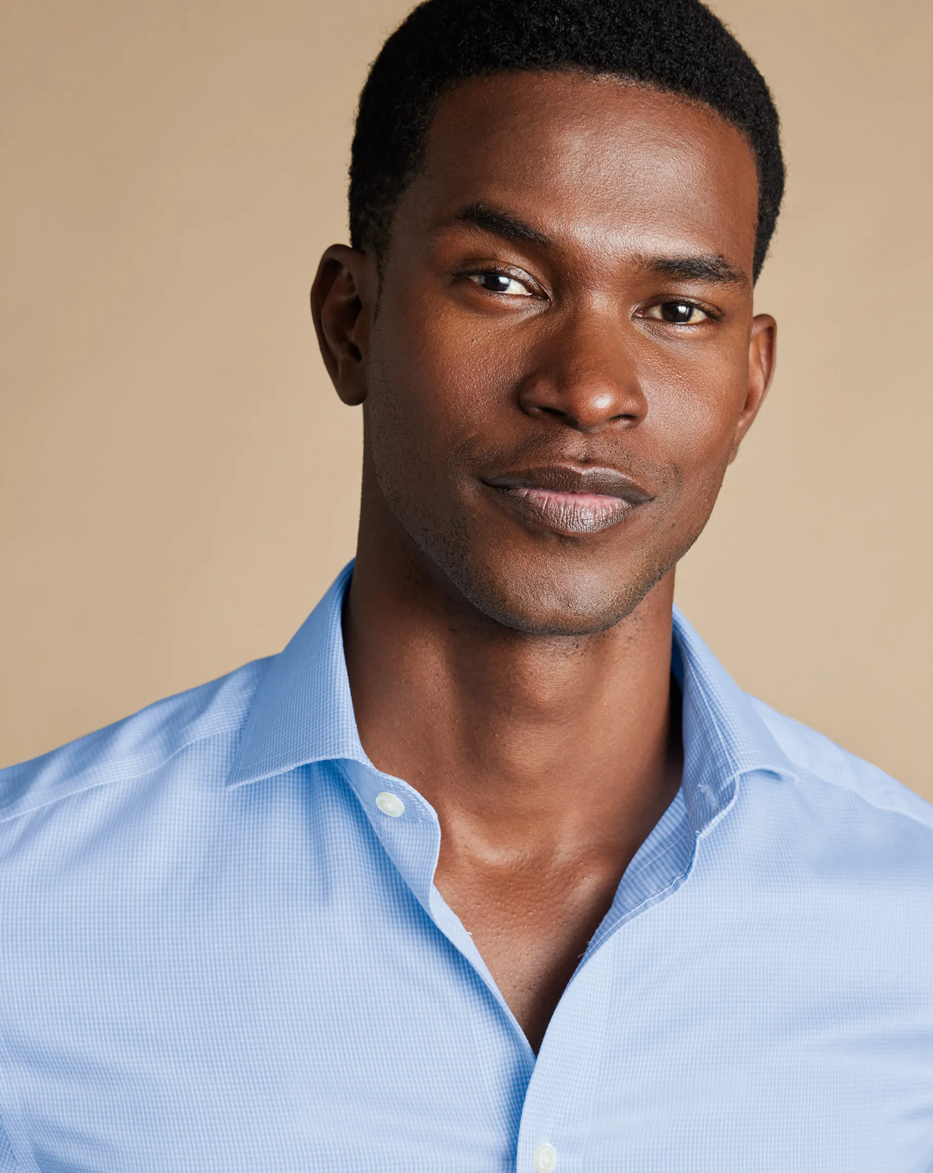 Dress Shirts|Check Shirts<Charles Tyrwhitt Non-Iron Puppytooth Shirt - Blue Sky
