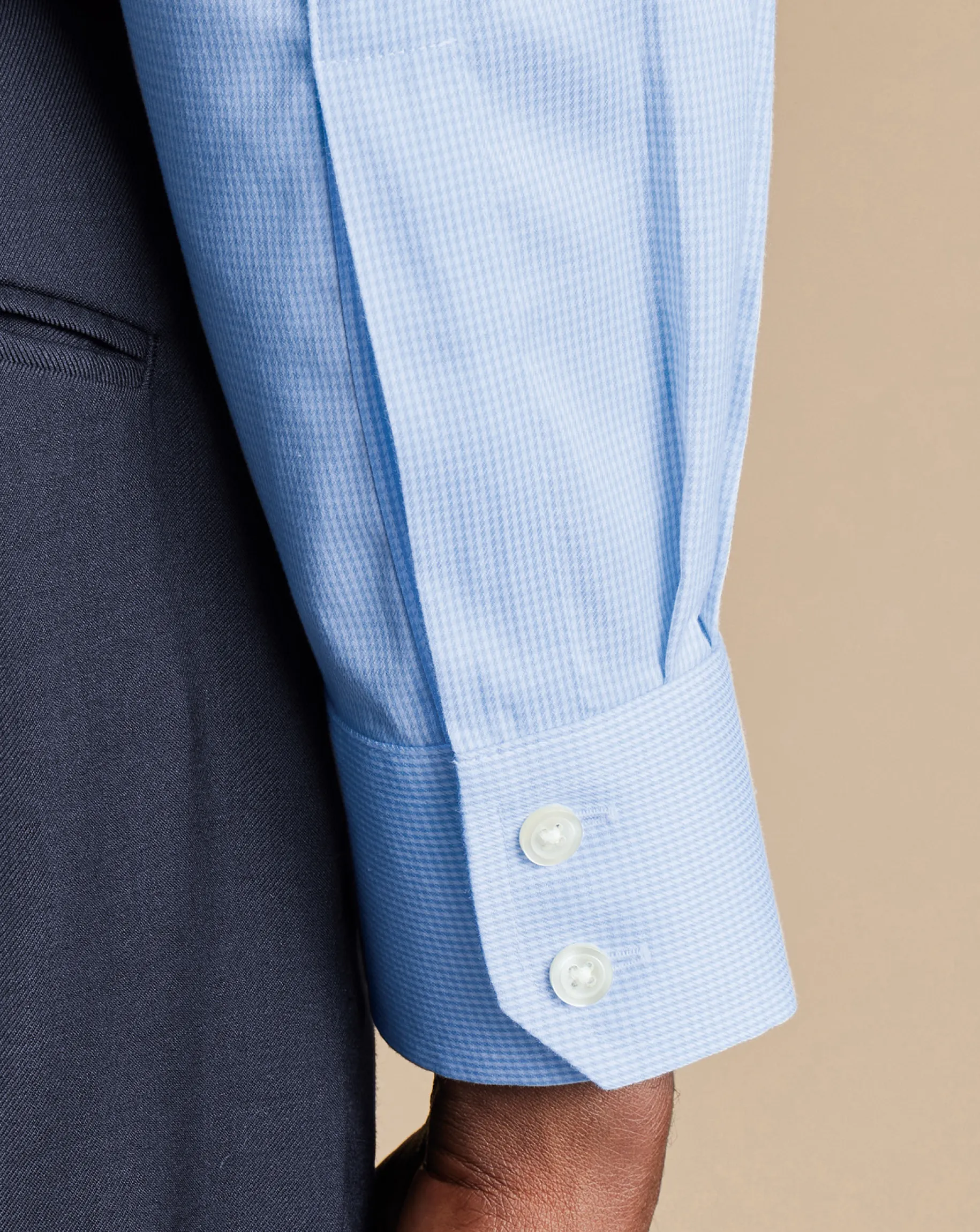 Dress Shirts|Check Shirts<Charles Tyrwhitt Non-Iron Puppytooth Shirt - Blue Sky
