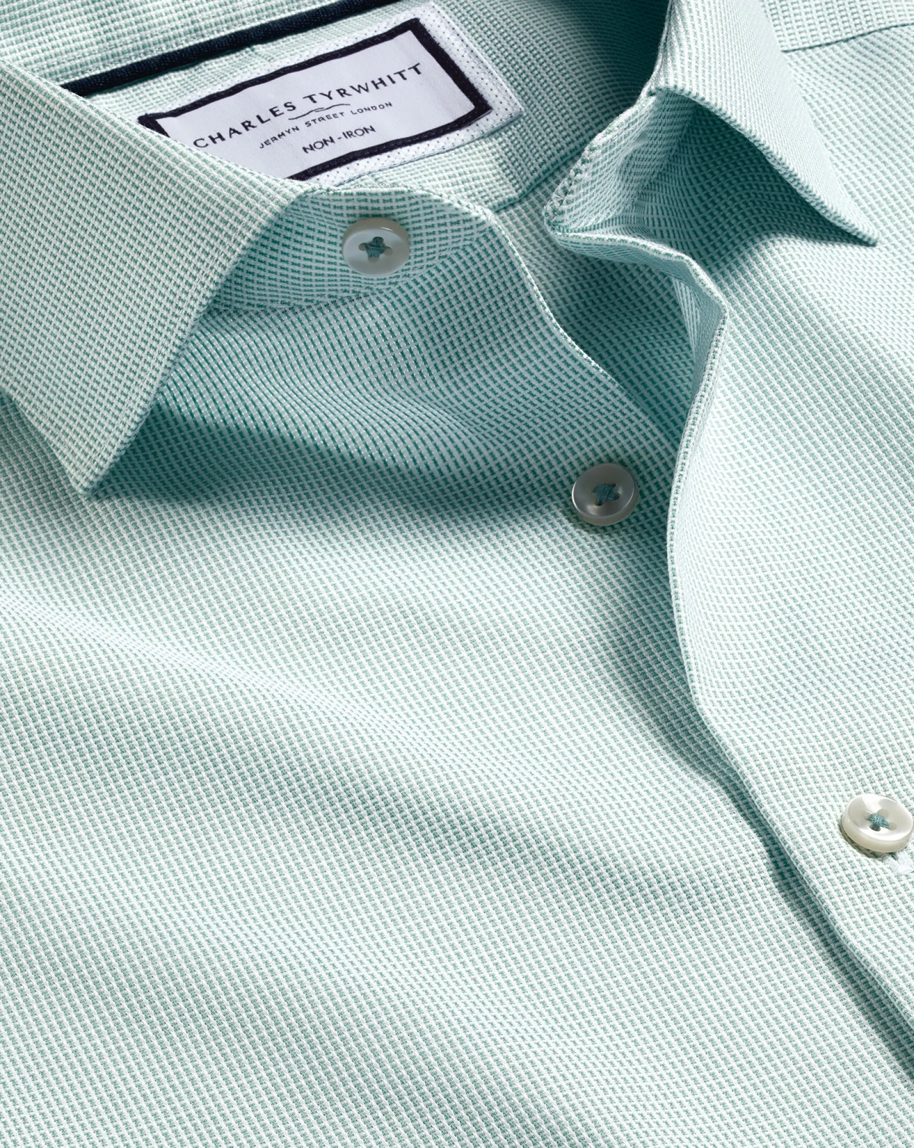 Shirt Sale|Dress Shirts<Charles Tyrwhitt Non-Iron Rectangle Stretch Texture Shirt - Green Spearmint