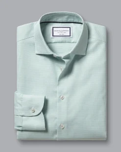 Shirt Sale|Dress Shirts<Charles Tyrwhitt Non-Iron Rectangle Stretch Texture Shirt - Green Spearmint