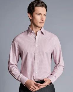 Dress Shirts|XL<Charles Tyrwhitt Non-Iron Royal Oxford Check Shirt - Claret Pink