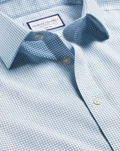 Dress Shirts|Check Shirts<Charles Tyrwhitt Non-Iron Royal Oxford Check Shirt - Light Blue