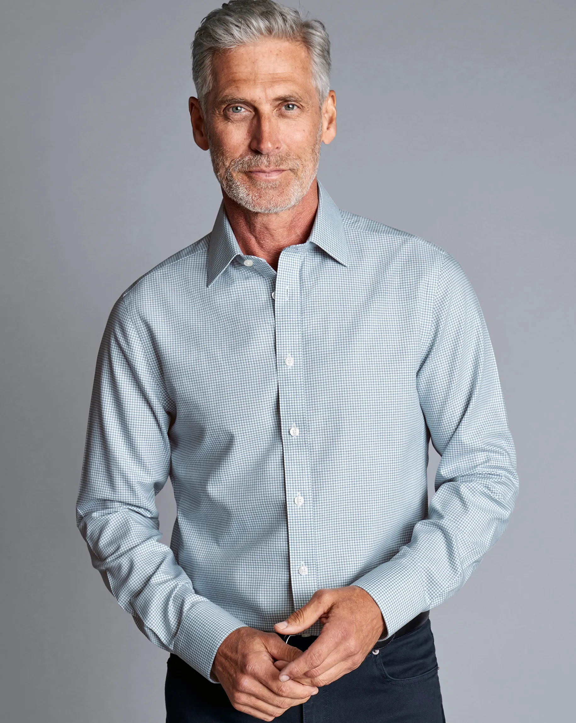Dress Shirts|Check Shirts<Charles Tyrwhitt Non-Iron Royal Oxford Check Shirt - Light Blue