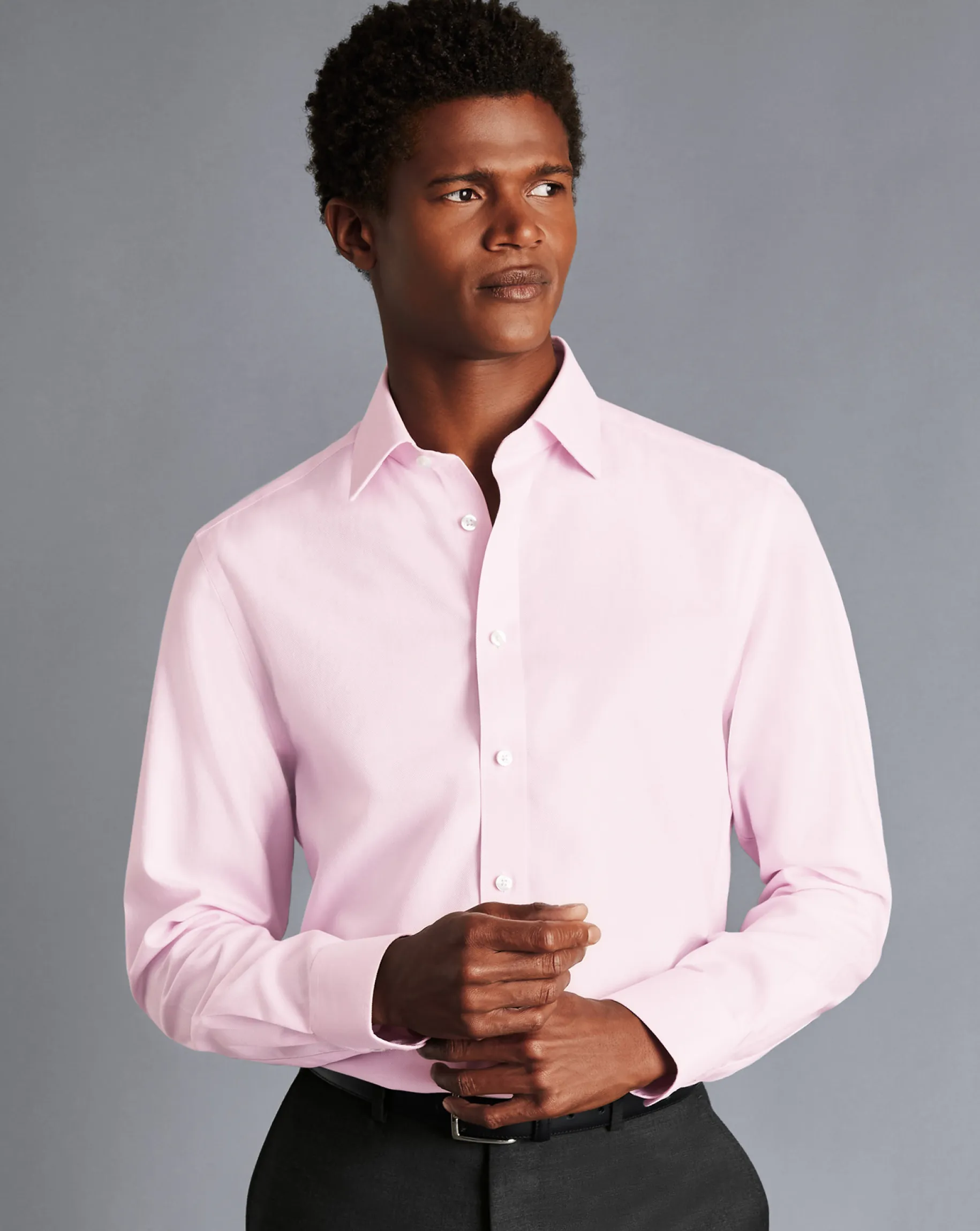 Dress Shirts|M<Charles Tyrwhitt Non-Iron Royal Oxford Shirt - Light Pink