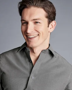 Dress Shirts|Extra Slim Fit Shirts<Charles Tyrwhitt Non-Iron Royal Oxford Shirt - Grey