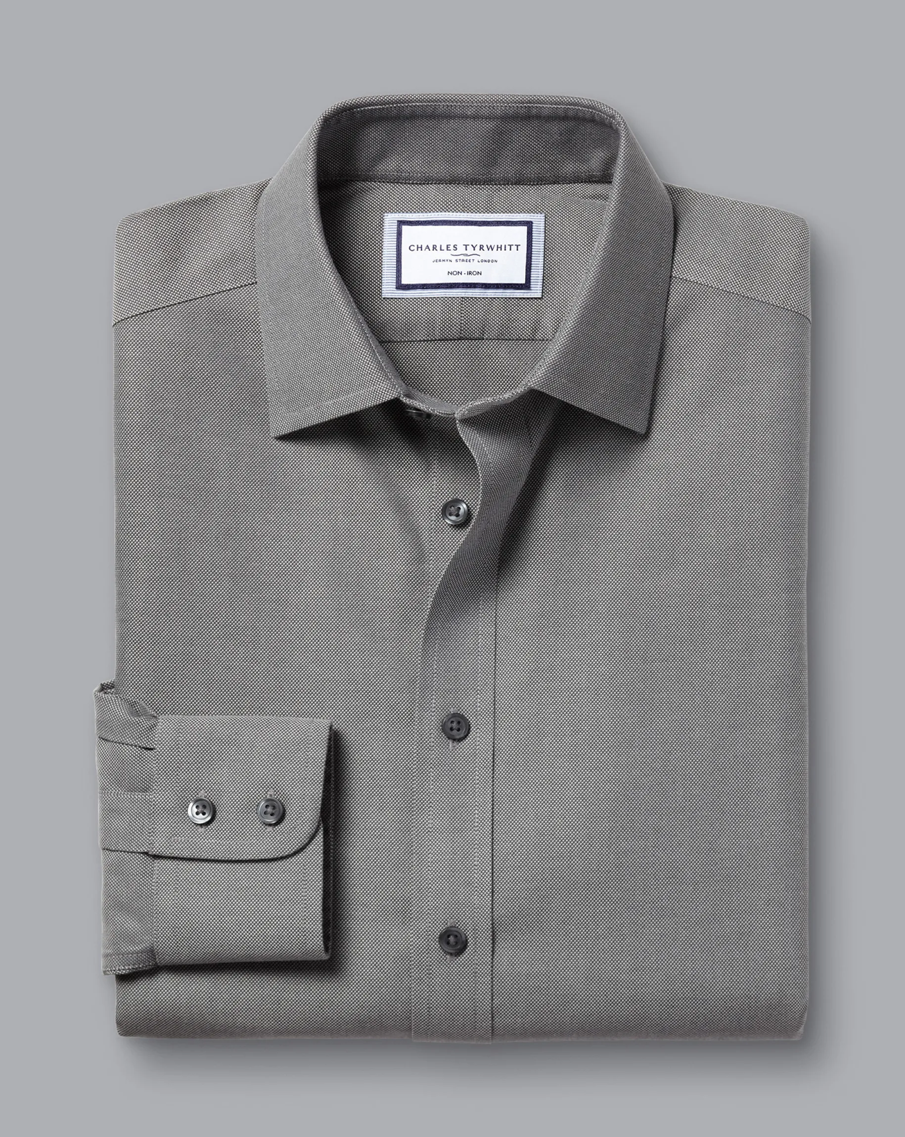Dress Shirts|Extra Slim Fit Shirts<Charles Tyrwhitt Non-Iron Royal Oxford Shirt - Grey