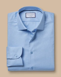 Business Casual Shirts|Dress Shirts<Charles Tyrwhitt Non-Iron Stretch Texture Square Shirt - Blue Sky