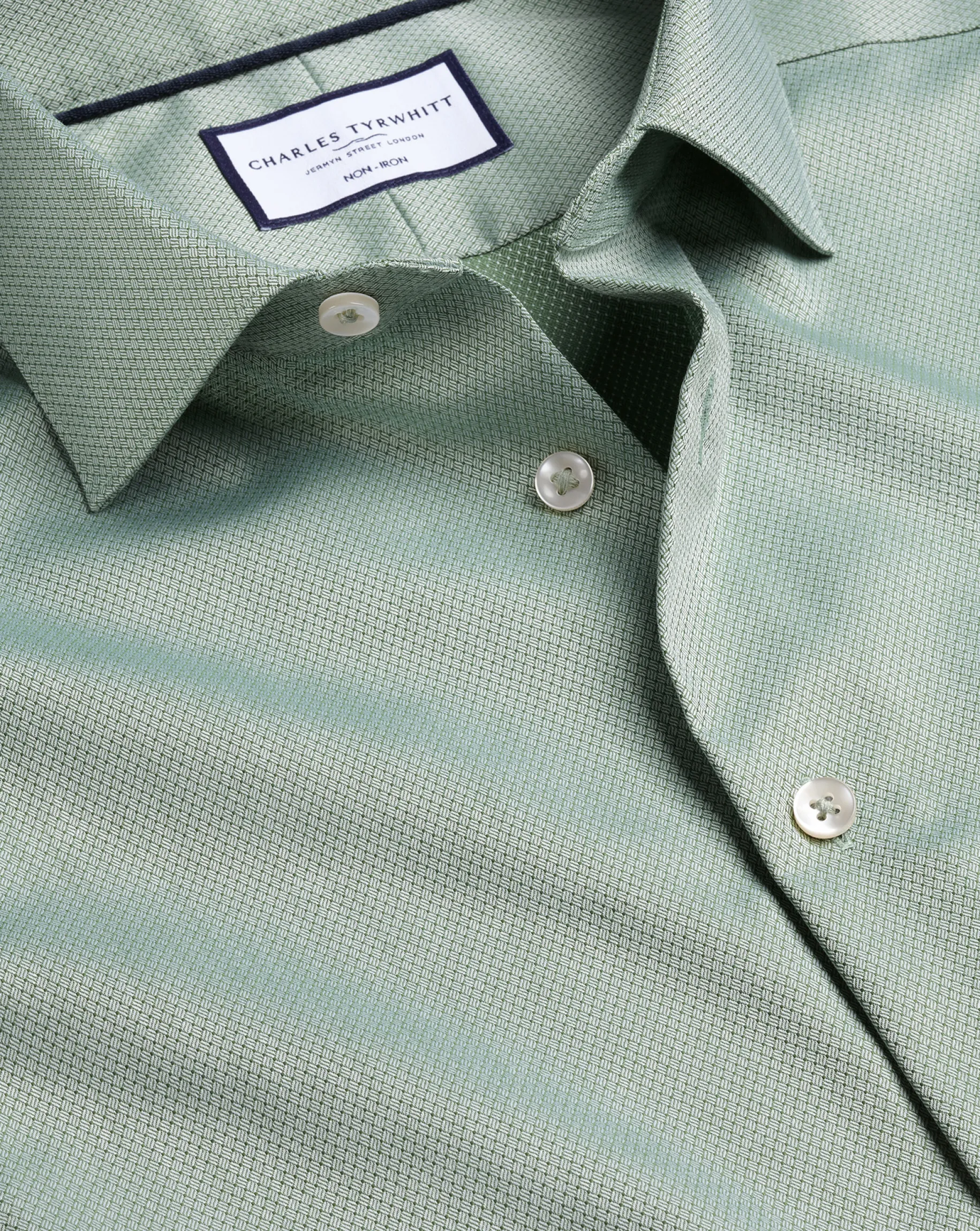 Business Casual Shirts|Dress Shirts<Charles Tyrwhitt Non-Iron Stretch Texture Shirt - Light Green