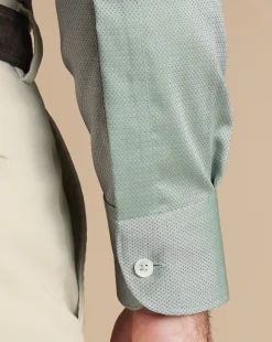 Business Casual Shirts|Dress Shirts<Charles Tyrwhitt Non-Iron Stretch Texture Shirt - Light Green