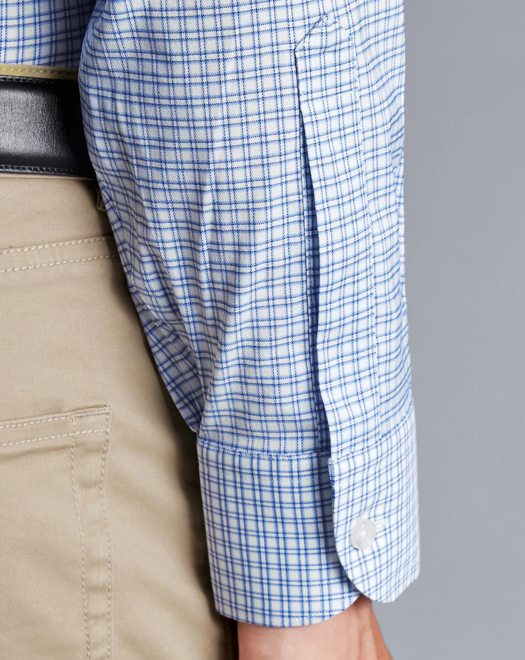 Business Casual Shirts|Dress Shirts<Charles Tyrwhitt Non-Iron Stretch Twill Grid Check Shirt - Ocean Blue