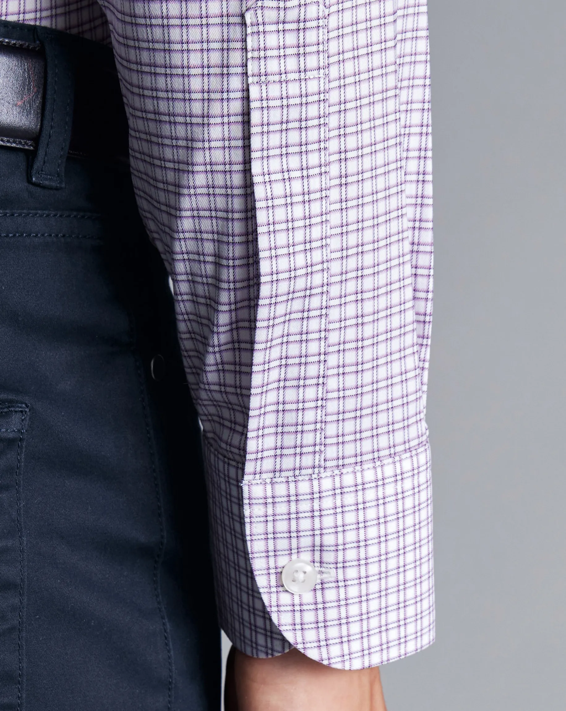 Business Casual Shirts|Dress Shirts<Charles Tyrwhitt Non-Iron Stretch Twill Grid Check Shirt - Mauve Purple