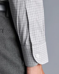 Business Casual Shirts|Dress Shirts<Charles Tyrwhitt Non-Iron Stretch Twill Grid Check Shirt - Silver Grey