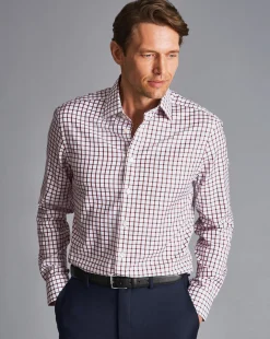Shirt Sale|Dress Shirts<Charles Tyrwhitt Non-Iron Twill Check Shirt - Berry
