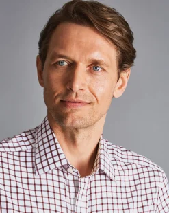 Shirt Sale|Dress Shirts<Charles Tyrwhitt Non-Iron Twill Check Shirt - Berry