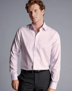 Shirt Sale|Dress Shirts<Charles Tyrwhitt Non-Iron Twill Double Check Shirt - Light Pink