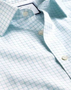 Shirt Sale|Dress Shirts<Charles Tyrwhitt Non-Iron Twill Fine Shadow Check Shirt - Green Aqua