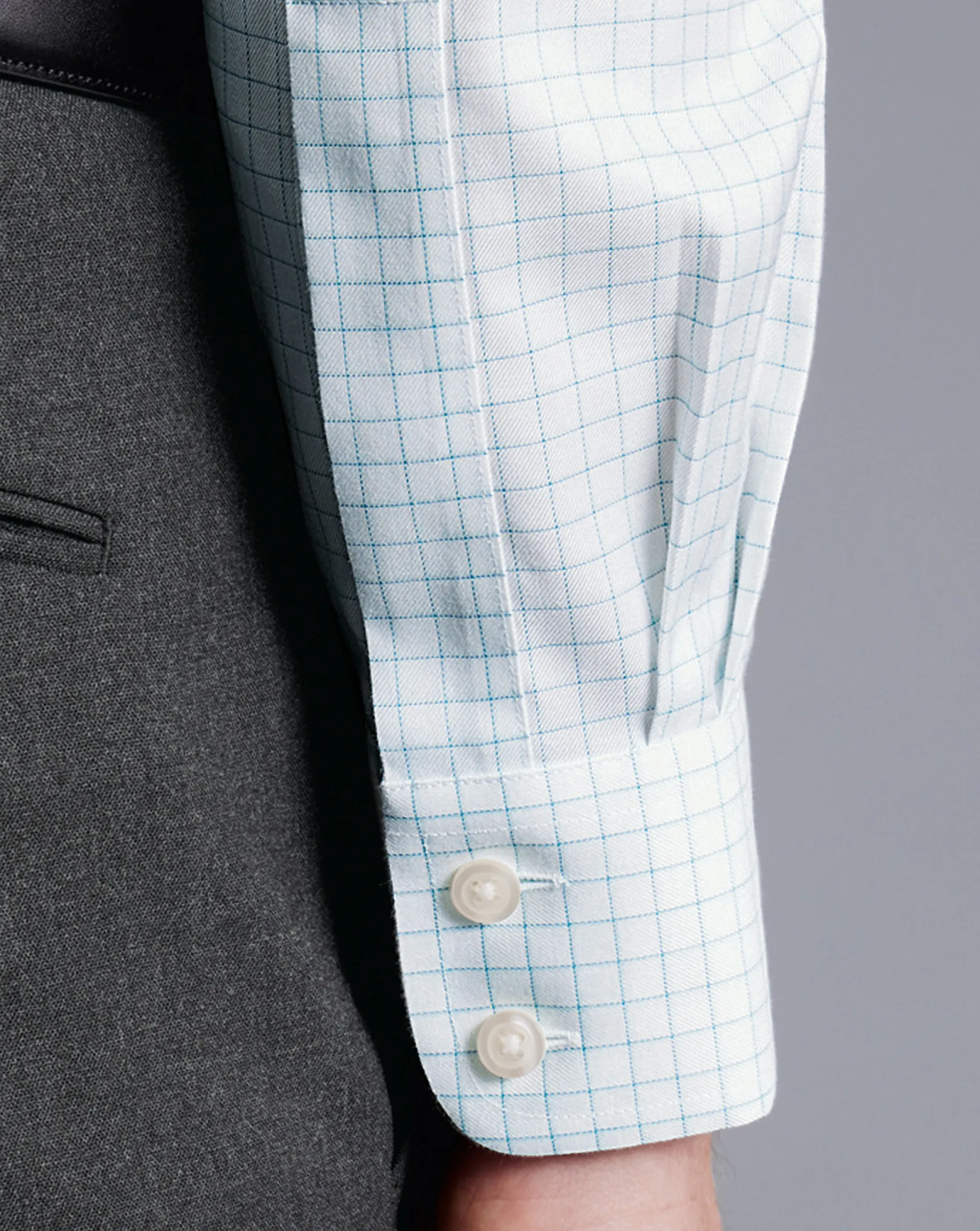 Shirt Sale|Dress Shirts<Charles Tyrwhitt Non-Iron Twill Fine Shadow Check Shirt - Green Aqua