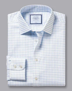 Shirt Sale|Dress Shirts<Charles Tyrwhitt Non-Iron Twill Fine Shadow Check Shirt - Cornflower Blue