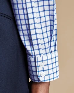 Dress Shirts|Check Shirts<Charles Tyrwhitt Non-Iron Twill Grid Check Shirt - Cobalt Blue