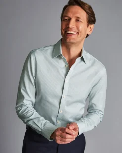 Shirt Sale|Dress Shirts<Charles Tyrwhitt Non-Iron Twill Mini Grid Check Shirt - Green