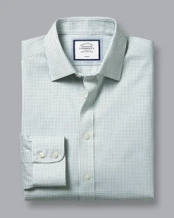 Shirt Sale|Dress Shirts<Charles Tyrwhitt Non-Iron Twill Mini Grid Check Shirt - Green