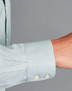 Shirt Sale|Dress Shirts<Charles Tyrwhitt Non-Iron Twill Mini Grid Check Shirt - Green