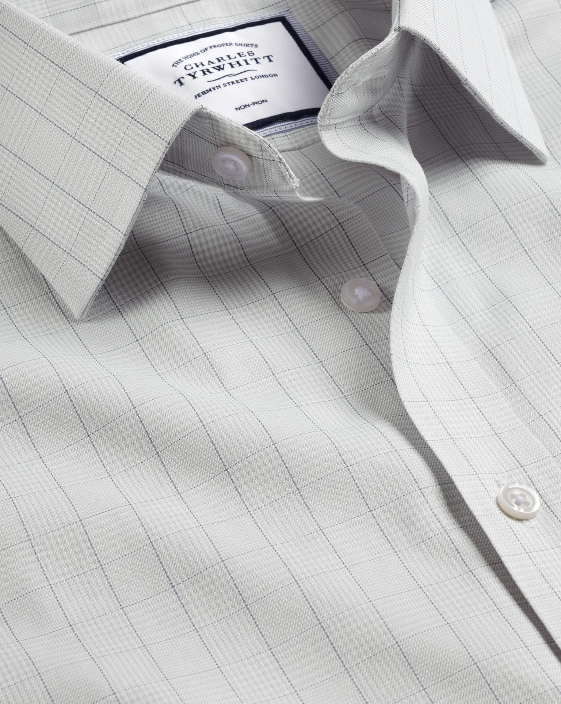 Shirt Sale|Dress Shirts<Charles Tyrwhitt Non-Iron Twill Prince Of Wales Check Shirt - Grey Silver
