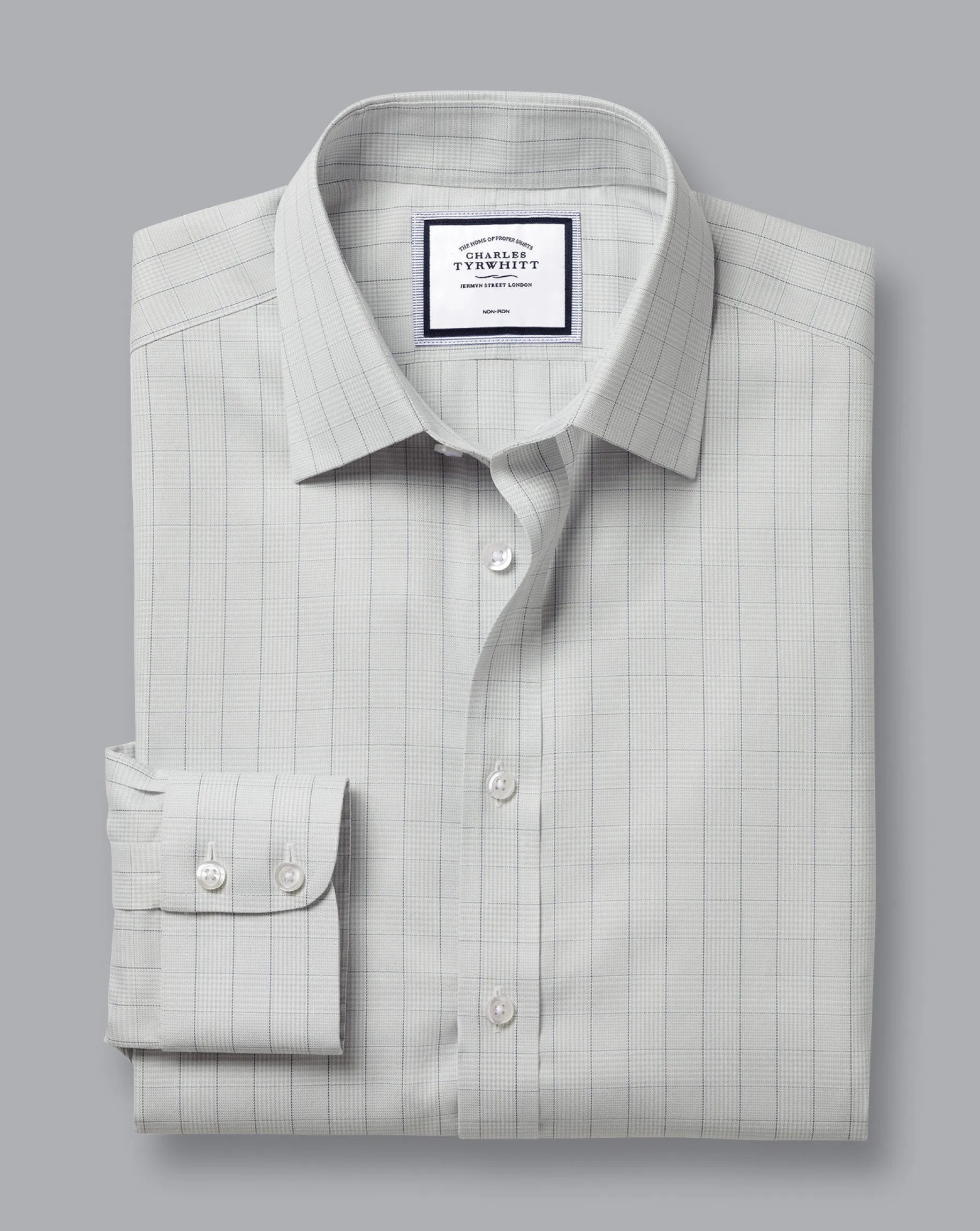 Shirt Sale|Dress Shirts<Charles Tyrwhitt Non-Iron Twill Prince Of Wales Check Shirt - Grey Silver