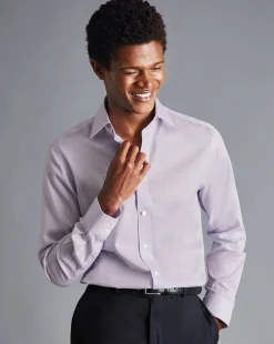 Shirt Sale|Dress Shirts<Charles Tyrwhitt Non-Iron Twill Puppytooth Check Shirt - Lavender Purple