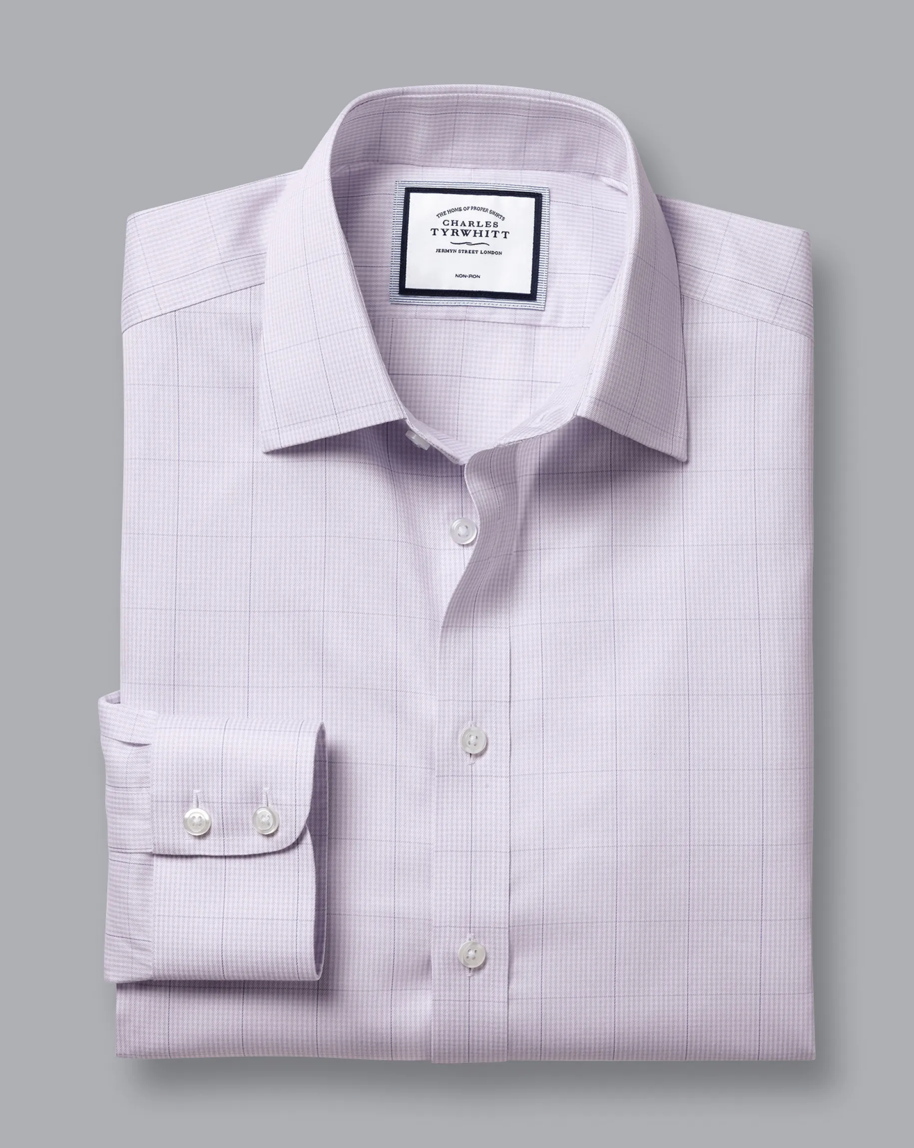 Shirt Sale|Dress Shirts<Charles Tyrwhitt Non-Iron Twill Puppytooth Check Shirt - Lavender Purple
