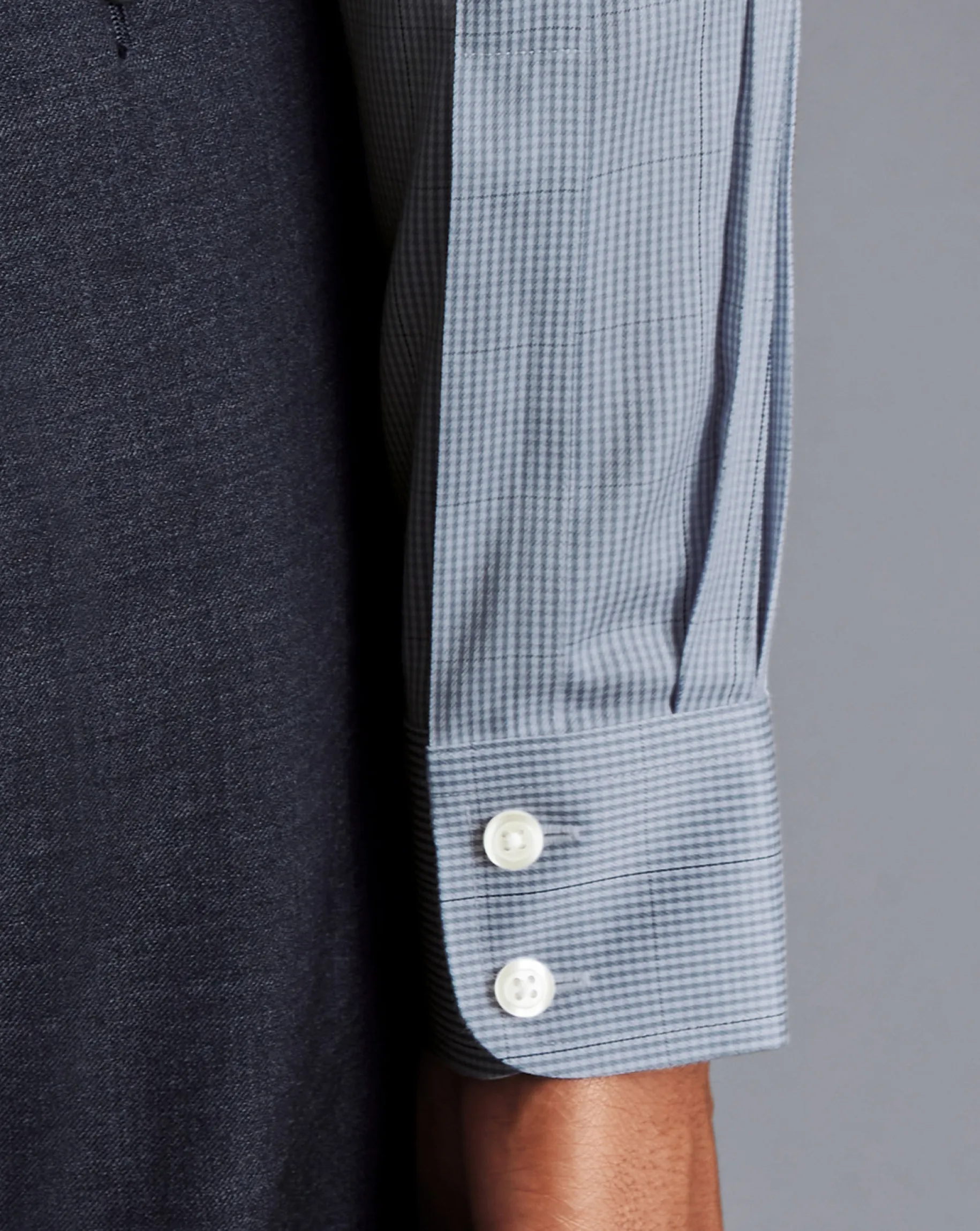 Shirt Sale|Dress Shirts<Charles Tyrwhitt Non-Iron Twill Puppytooth Check Shirt - Steel Blue