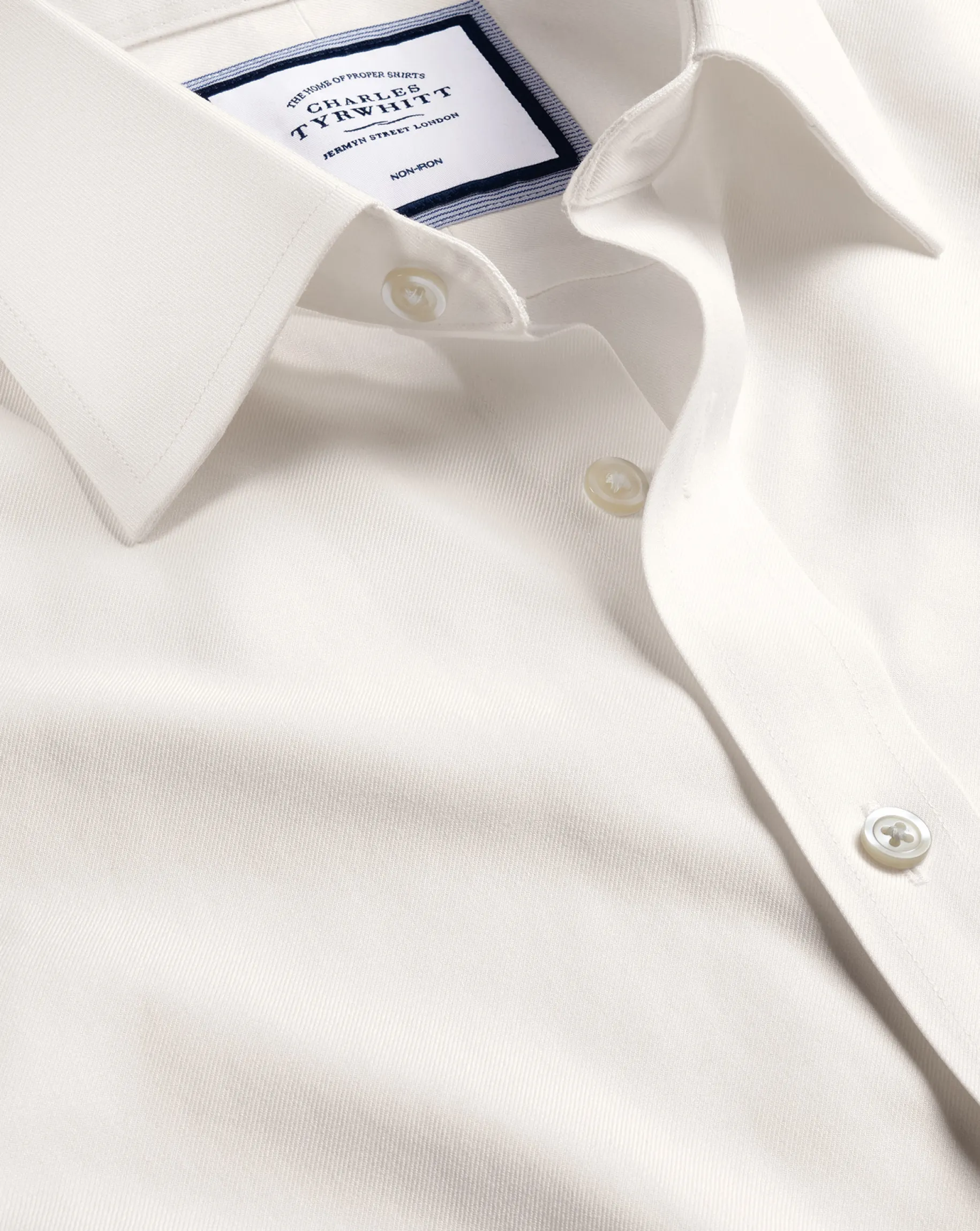 Dress Shirts|Non-Iron Shirts<Charles Tyrwhitt Non-Iron Twill Shirt - Ivory