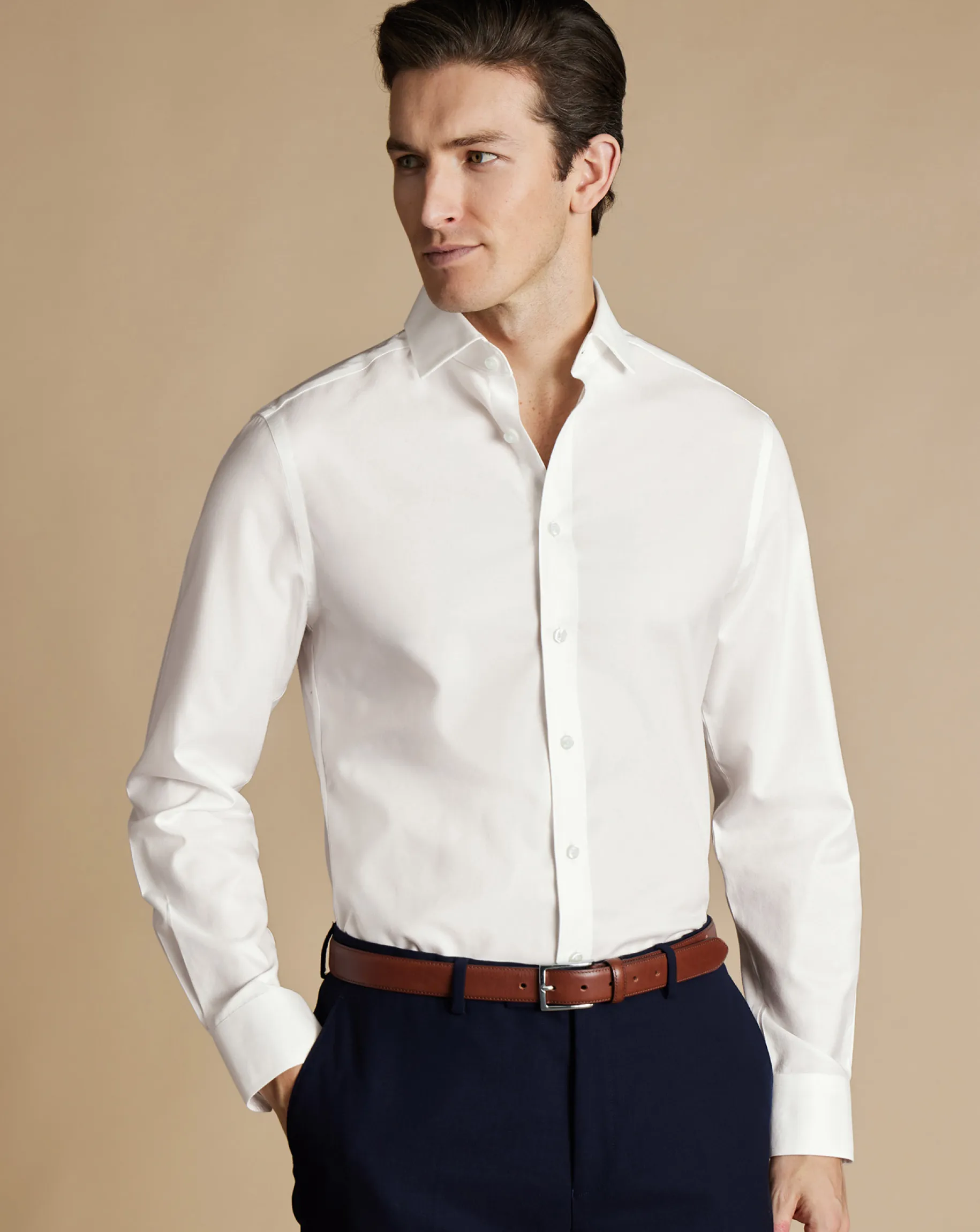 Dress Shirts|Non-Iron Shirts<Charles Tyrwhitt Non-Iron Twill Shirt - Ivory