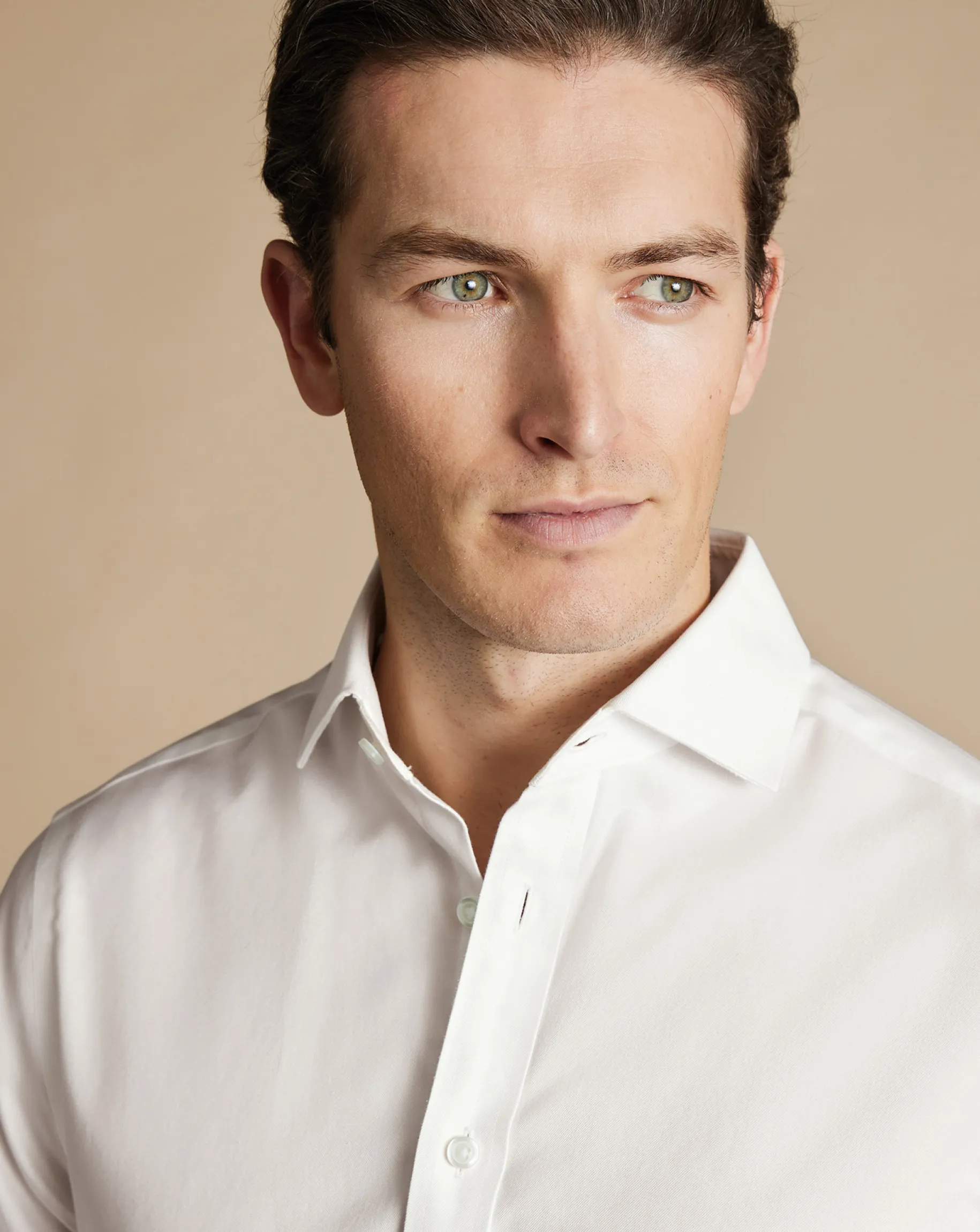 Dress Shirts|Non-Iron Shirts<Charles Tyrwhitt Non-Iron Twill Shirt - Ivory