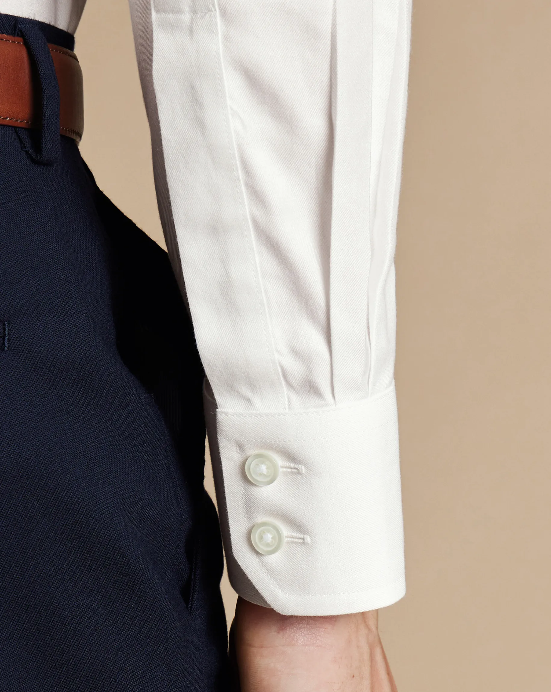 Dress Shirts|Non-Iron Shirts<Charles Tyrwhitt Non-Iron Twill Shirt - Ivory