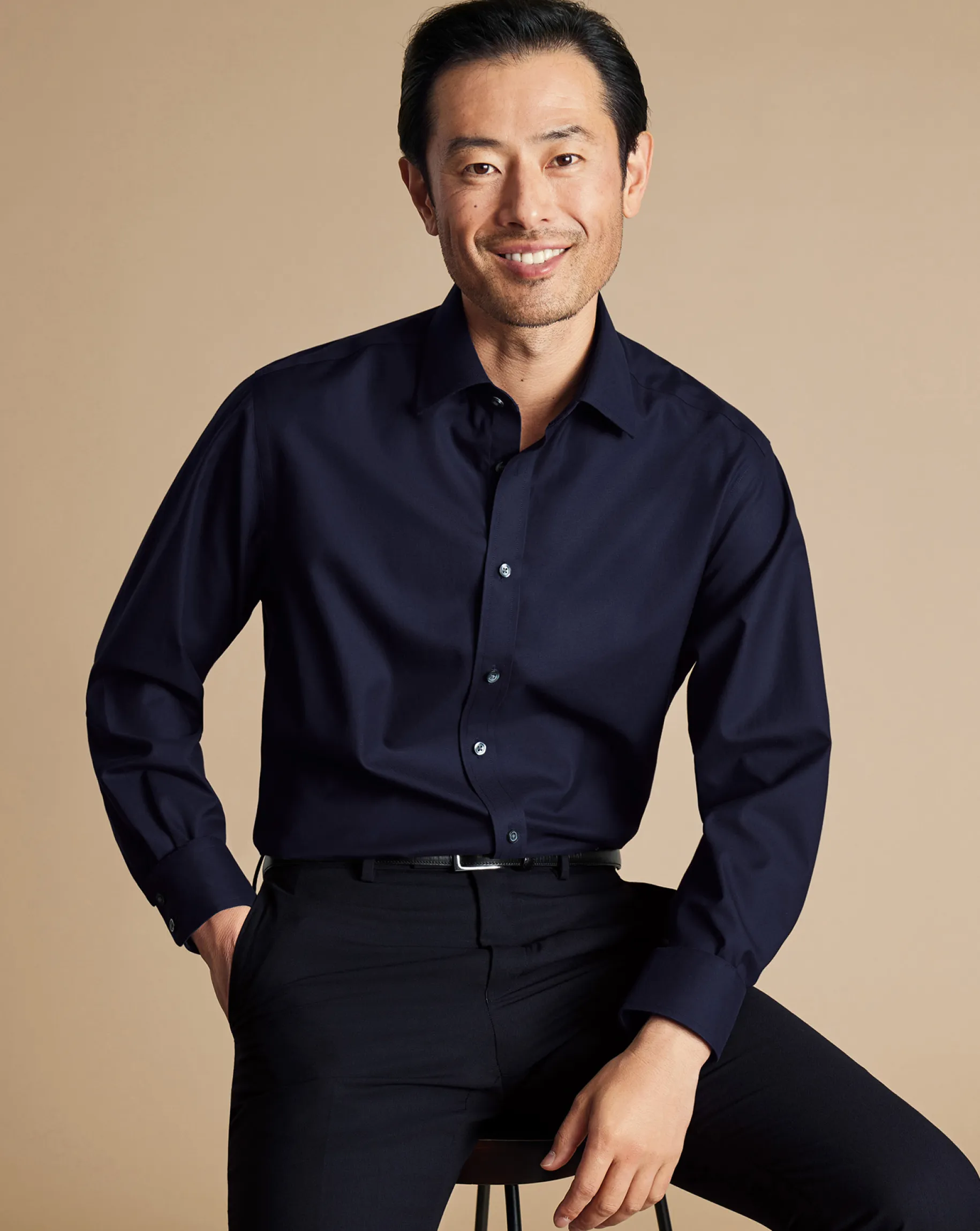 Dress Shirts|Twill Shirts<Charles Tyrwhitt Non-Iron Twill Shirt - Navy