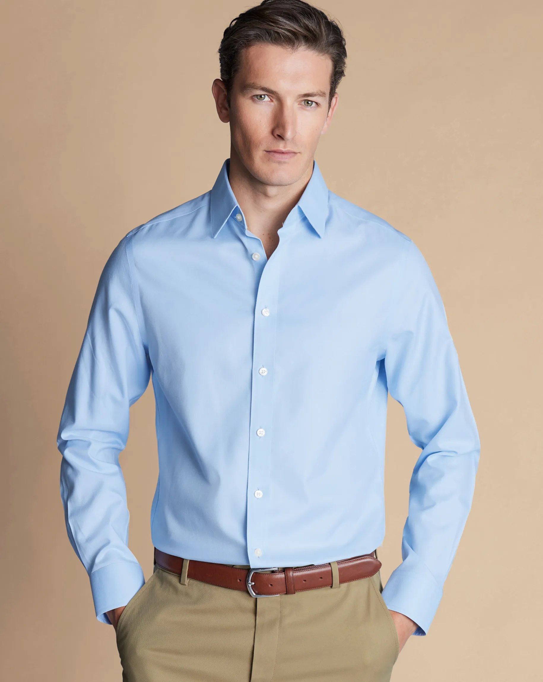 Dress Shirts|Blue Shirts<Charles Tyrwhitt Non-Iron Twill Shirt - Blue Sky