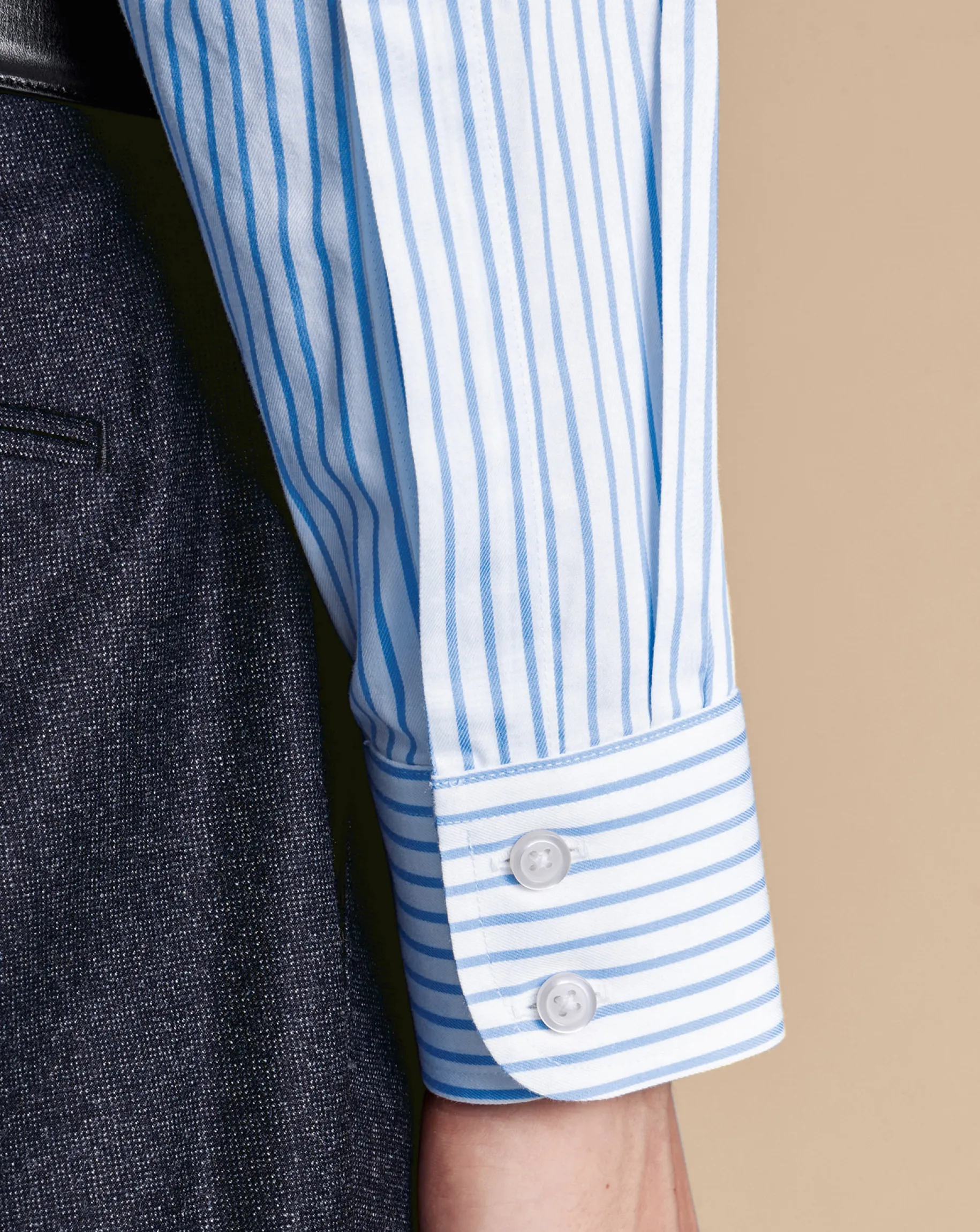 Dress Shirts|Blue Shirts<Charles Tyrwhitt Non-Iron Twill Stripe Shirt - Cornflower Blue