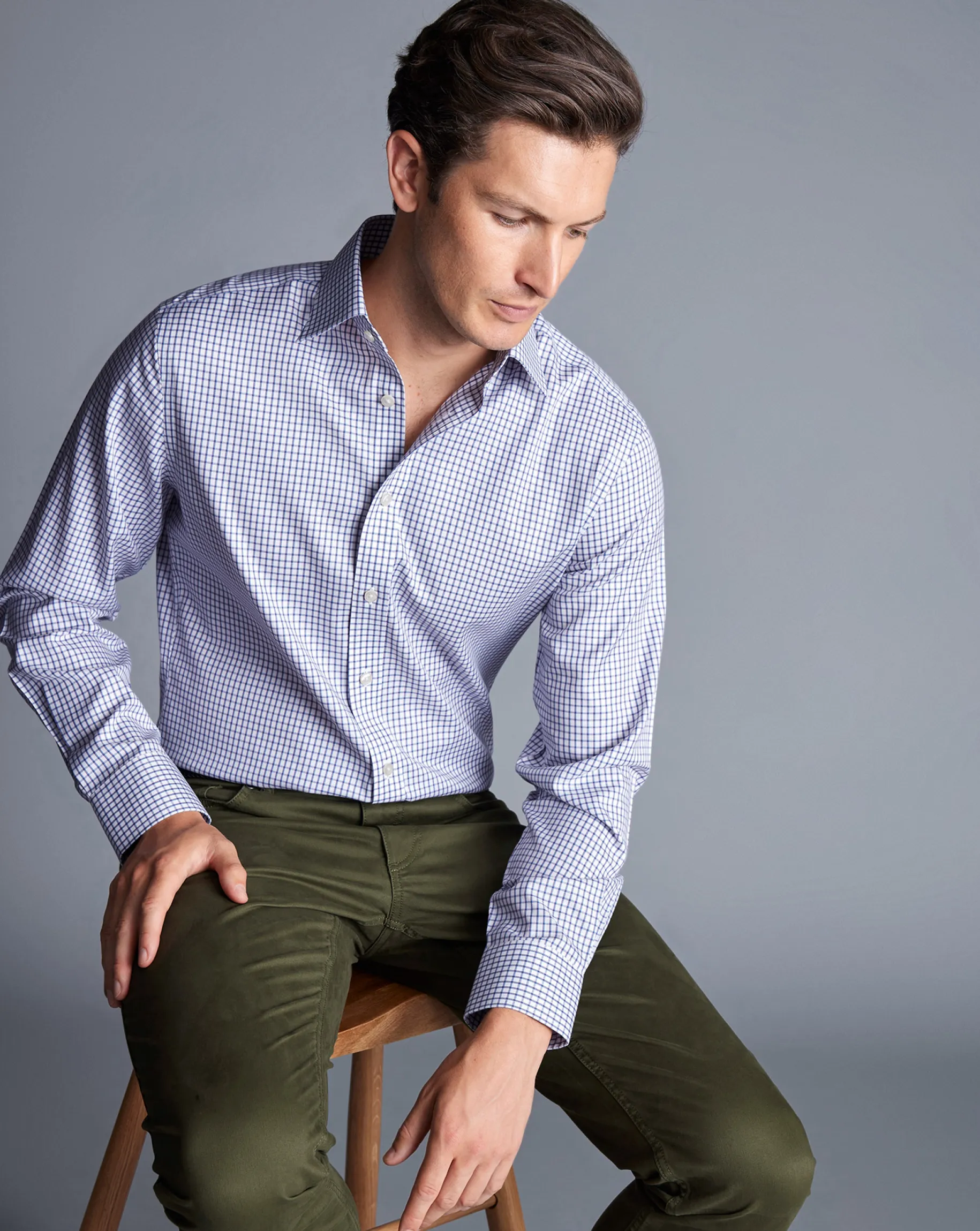 Shirt Sale|Dress Shirts<Charles Tyrwhitt Non-Iron Two Color Check Shirt - Blue Indigo
